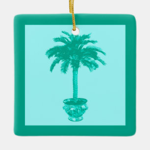 Palmblätterbaum - türkis und aqua keramikornament