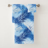 Palmblätterblätter Print, Kobalt, White und Sky Bl Badhandtuch Set (Insitu)