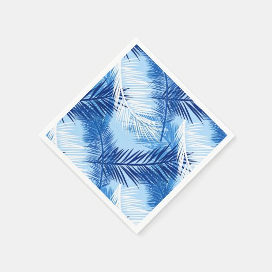 Palmblätterblätter Print, Kobalt, White und Sky Bl Serviette (Ecke)