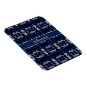 Palmblätterblättern in Delft Blue, benutzerdefinie Magnet (Rechte Seite)