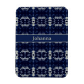 Palmblätterblättern in Delft Blue, benutzerdefinie Magnet (Vertikal)