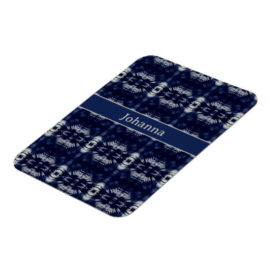 Palmblätterblättern in Delft Blue, benutzerdefinie Magnet (Linke Seite)