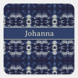 Palmblätterblättern in Delft Blue, benutzerdefinie Quadratischer Aufkleber