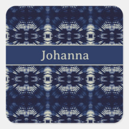 Palmblätterblättern in Delft Blue, benutzerdefinie Quadratischer Aufkleber