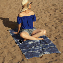 Palmblätterblättern in Delft Blue, benutzerdefinie Strandtuch