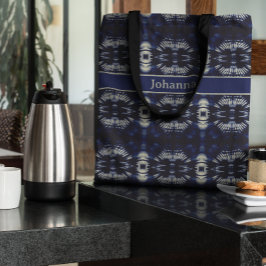 Palmblätterblättern in Delft Blue, benutzerdefinie Tasche