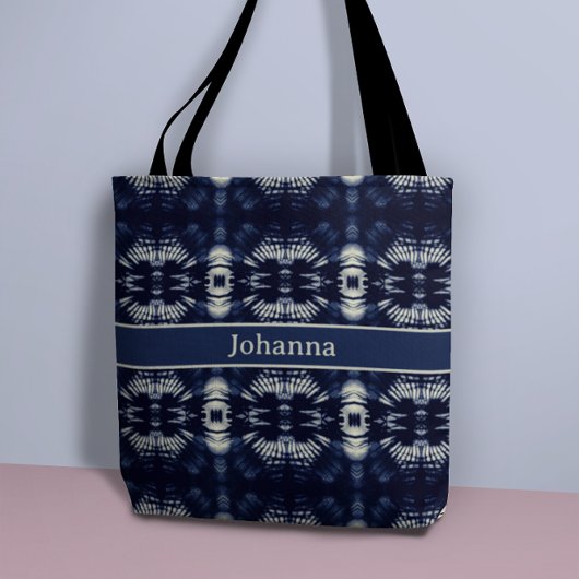 Palmblätterblättern in Delft Blue, benutzerdefinie Tasche