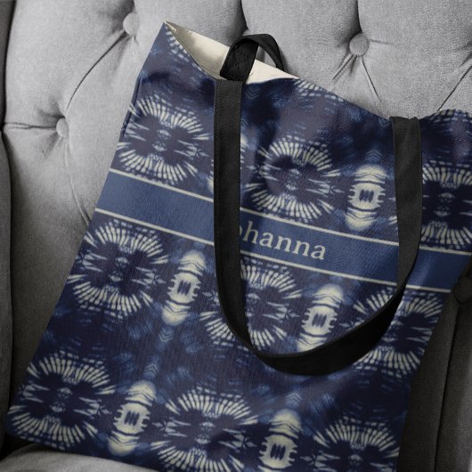 Palmblätterblättern in Delft Blue, benutzerdefinie Tasche