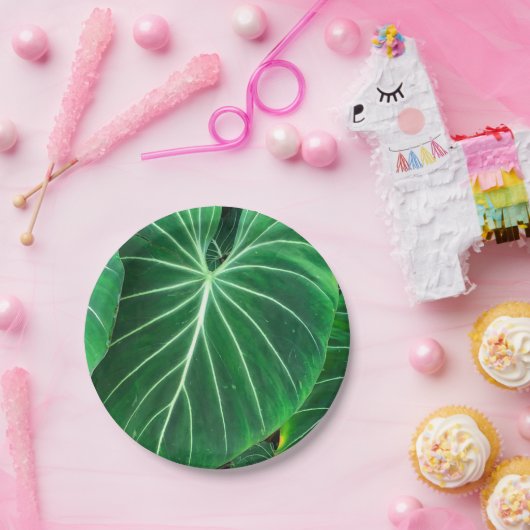 Palmblätterblättern, tropisches Blattwerk, Regenwa Pappteller (Party)