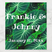 Palmblätterblättern, tropisches Blattwerk, Regenwa Weinetikett (Einzelnes Label)