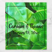 Palmblätterblättern, tropisches Blattwerk, Regenwa Weinetikett (Einzelnes Label)