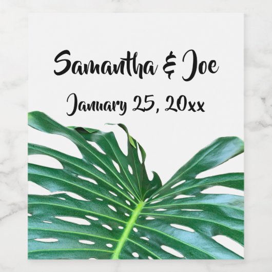 Palmblätterblättern, tropisches Blattwerk, Regenwa Weinetikett (Einzelnes Label)