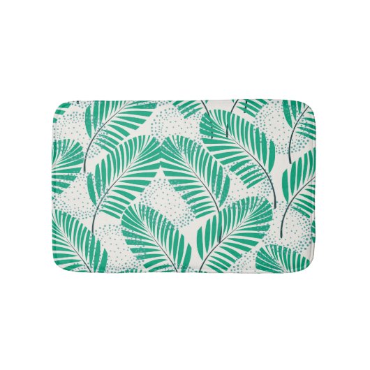 Palmblätterflora: Weiß Vintag Badematte (Vorderseite)