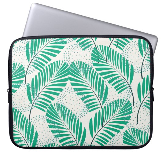 Palmblätterflora: Weiß Vintag Laptopschutzhülle (Vorderseite)