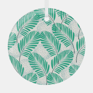 Palmblätterflora: Weiß Vintag Ornament Aus Glas