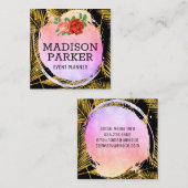 Palmblättermuster mit goldgegossenen Streifen Quadratische Visitenkarte (Vorne/Hinten)