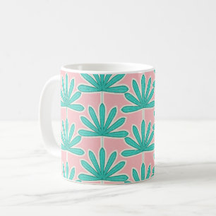 Palmblätterpink Mitte des Jahrhunderts Kaffeetasse