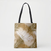 Palmblätterprint, Dunkelbraun, Tan und Beige Tasche (Vorderseite)
