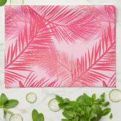 Palmblätterprint, Fuchsia, Korallen und Pastellros Geschirrtuch (Gefaltet)