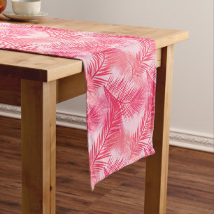 Palmblätterprint, Fuchsia, Korallen und Pastellros Kurzer Tischläufer