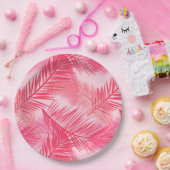 Palmblätterprint, Fuchsia, Korallen und Pastellros Pappteller (Party)