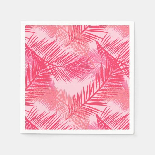 Palmblätterprint, Fuchsia, Korallen und Pastellros Serviette (Vorderseite)
