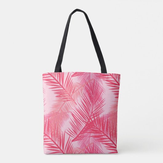 Palmblätterprint, Fuchsia, Korallen und Pastellros Tasche (Rückseite)