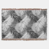 Palmblätterprint, grau / grau, schwarz und weiß decke (Vorderseite)
