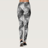 Palmblätterprint, grau / grau, schwarz und weiß leggings (Rückseite)