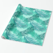 Palmblätterprint, Türkis, Aquamarin und Licht Aqua Geschenkpapier (Ungerollt)