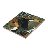 Palmblättervogel auf Baum-Ast-Fliesen Fliese (Seite)