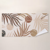 Palmblattkunst nahtlos auf erdgetönte Muster Badehandtuch (Badehandtuch)