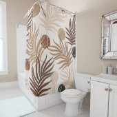 Palmblattkunst nahtlos auf erdgetönte Muster Duschvorhang (Beispiel)