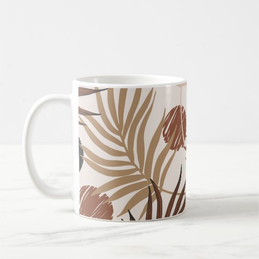 Palmblattkunst nahtlos auf erdgetönte Muster Kaffeetasse (Links)