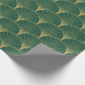 Palmblattmuster auf grünem Hintergrund - Art Deko Geschenkpapier (Ecke)