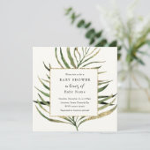 Palmblättrige Babydusche Einladung (Stehend Vorderseite)