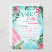 Palmblättrige Blume, Eiscreme Geburtstagsparty Einladung (Vorderseite)