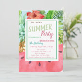 Palmblättrige Blume, Wassermelone, Ananas zum Gebu Einladung (Stehend Vorderseite)