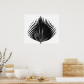 Palmblättrige botanische Pflanze Schwarze Malerei Poster (Küche)