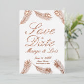 Palmblättrige Einladung Save the Date gepresste Fo (Stehend vorne)