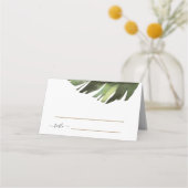 Palmblättrige Hochzeit mit tropischen Pflanzen Platzkarte (Vorderseite)