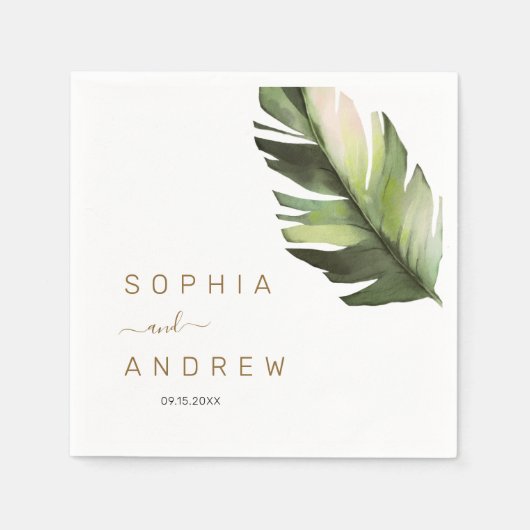 Palmblättrige Hochzeit mit tropischen Pflanzen Serviette (Vorderseite)