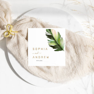 Palmblättrige Hochzeit mit tropischen Pflanzen Serviette