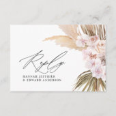 Palmblättrige Pampasgras Naturrosa Hochzeit RSVP Begleitkarte (Vorderseite)