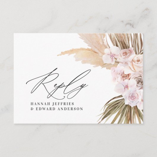 Palmblättrige Pampasgras Naturrosa Hochzeit RSVP c Begleitkarte (Vorderseite)