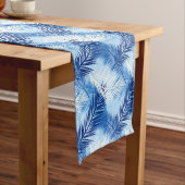 Palmblättrige Printwerbung, Kobalt, White und Sky  Kurzer Tischläufer (Beispiel)