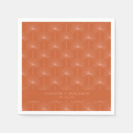 Palmblättriger Botanischer Burnt Orange Custom Wed Serviette