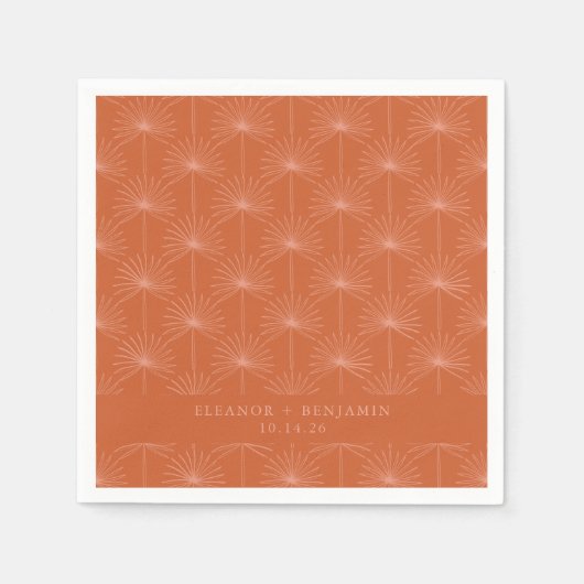 Palmblättriger Botanischer Burnt Orange Custom Wed Serviette (Vorderseite)