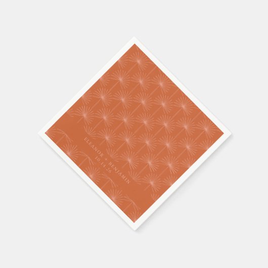 Palmblättriger Botanischer Burnt Orange Custom Wed Serviette (Ecke)