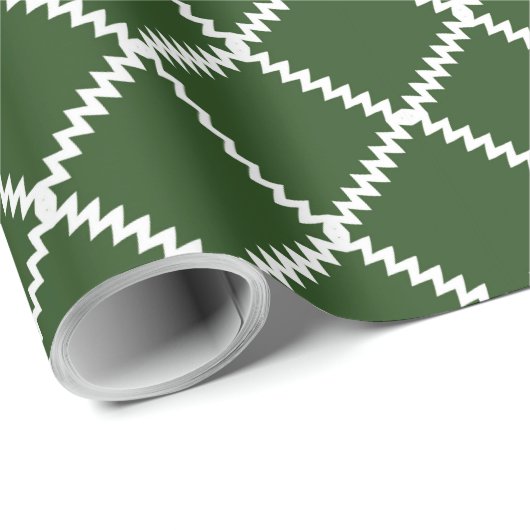 Palmblättriger, dunkelgrüner Trellis Geschenkpapier (Rolleneckpunkt)